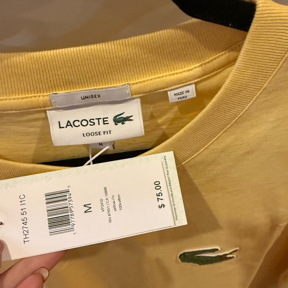Lacoste Men's Short Sleeve Tee in Yellow - Picture 2 of 3